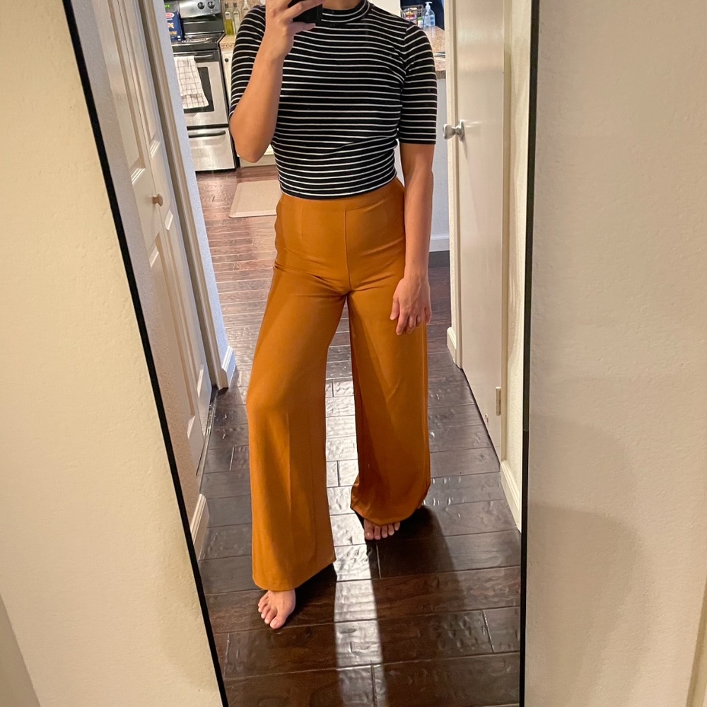 Mustard flare high waist pants